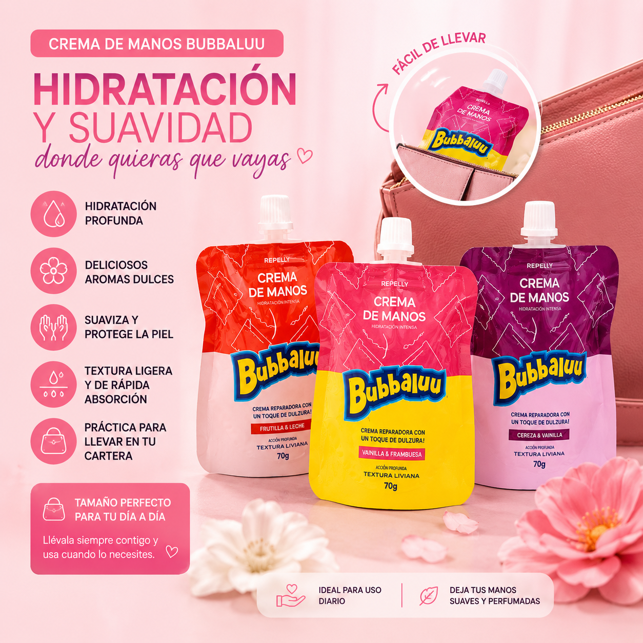 Crema de Manos Bubbaluu Hidratante 70g | Aromas Dulces
