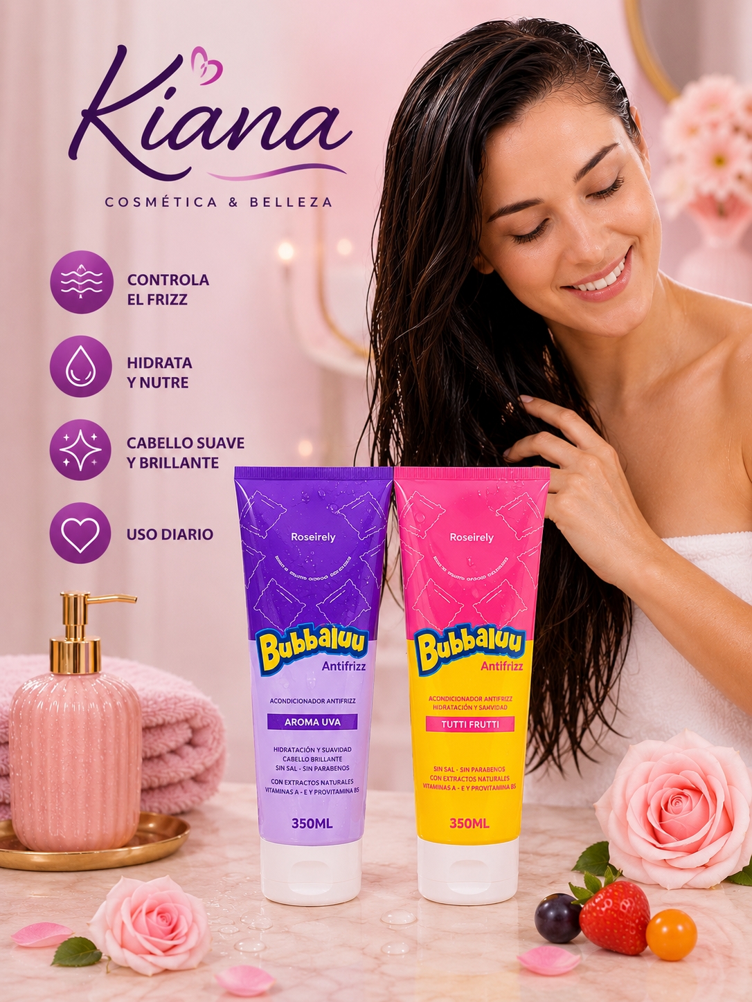 Bálsamo Bubbaluu Antifrizz 300 ml | Aroma Uva y Tutti Frutti
