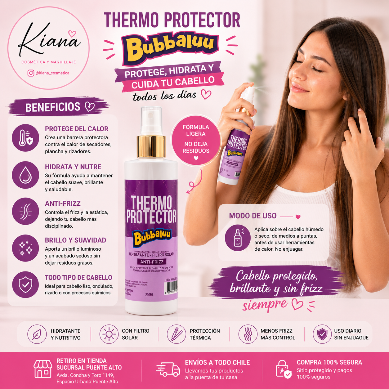 Protector Térmico Capilar Anti-Frizz Bubbaluu 200 ml