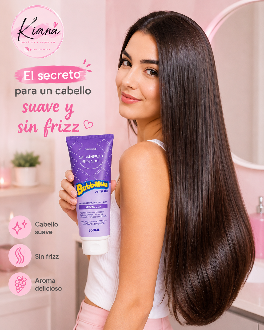 Shampoo Bubbaluu Sin Sal 300 ml | Aroma Uva y Frutilla