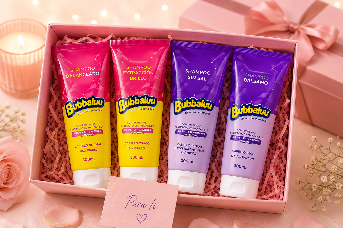 Pack Shampoo y Bálsamo Bubbaluu 300 ml | Cabello Suave y Brillante